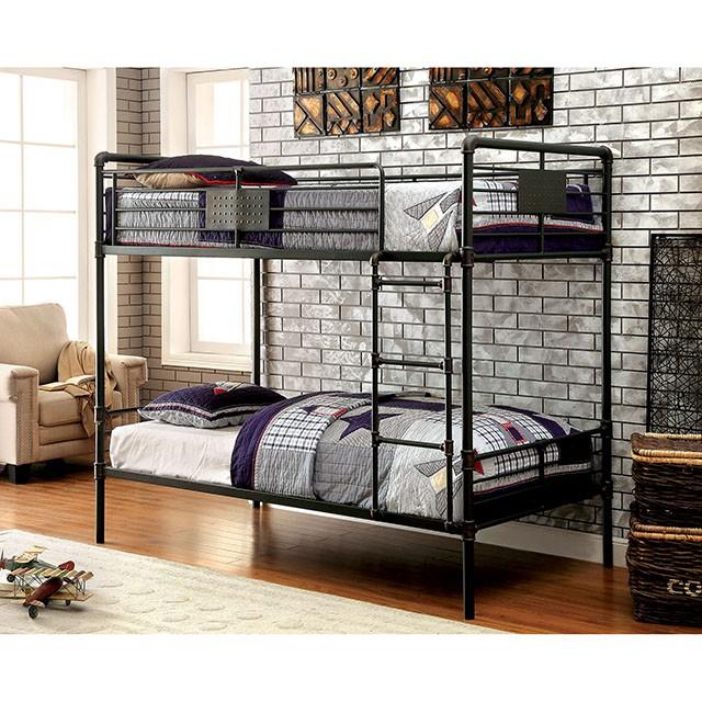 OLGA Antique Black Metal Twin/Twin Bunk Bed - Furniture 4 Less Outlet (Salinas,CA)