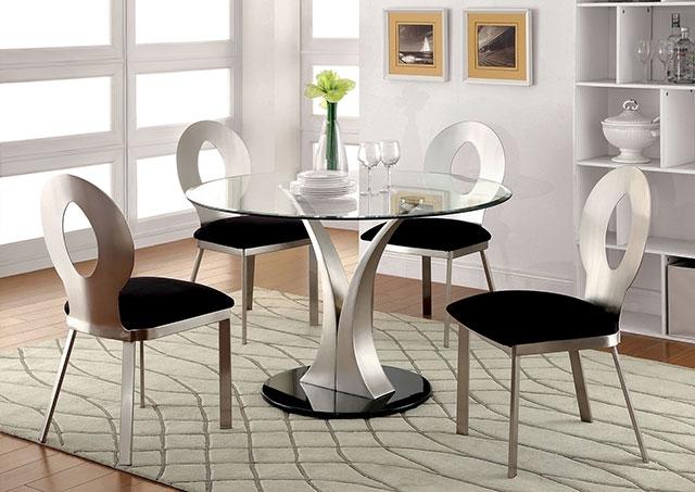 VALO Silver/Black Round Dining Table - Furniture 4 Less Outlet (Salinas,CA)