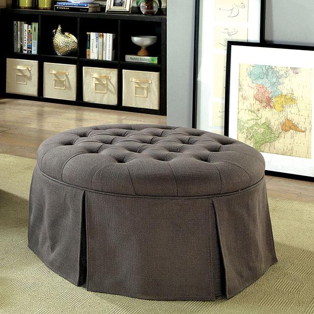 Claes Round Ottoman Gray - Furniture 4 Less Outlet (Salinas,CA)