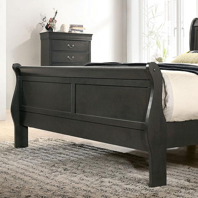 Louis Philippe Cal.King Bed Black & Grey - Furniture 4 Less Outlet (Salinas,CA)