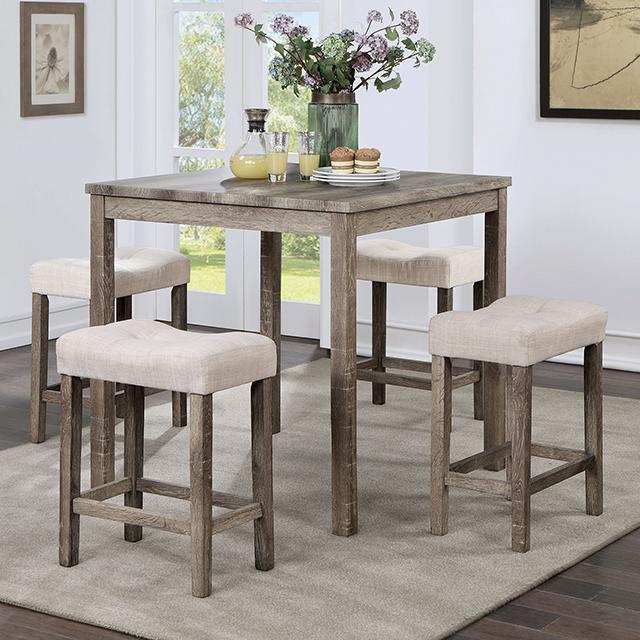 TORREON 5 Pc. Counter Ht. Table Set, Light Gray/Beige - Furniture 4 Less Outlet (Salinas,CA)