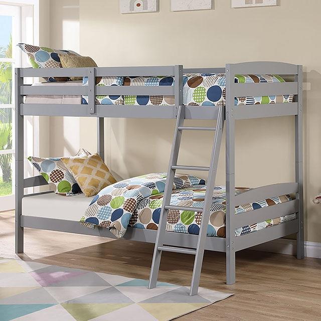 Candice Twin/Twin Bunk Bed White & Gray - Furniture 4 Less Outlet (Salinas,CA)
