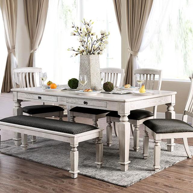 Georgia Antique White/Gray Dining Table - Furniture 4 Less Outlet (Salinas,CA)