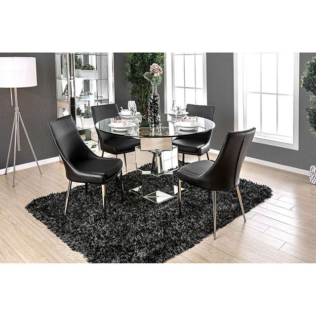 Izzy Chrome Round Dining Table - Furniture 4 Less Outlet (Salinas,CA)