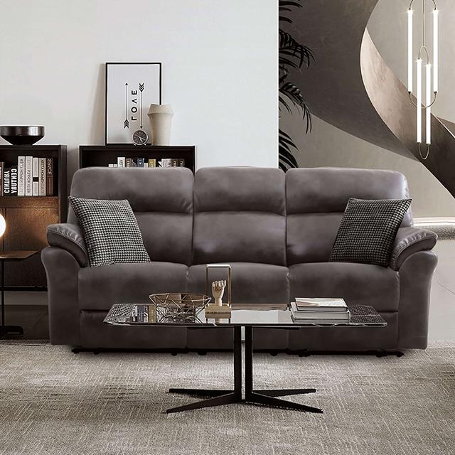 JOSIAS Sofa, Dark Gray Leatherette - Furniture 4 Less Outlet (Salinas,CA)