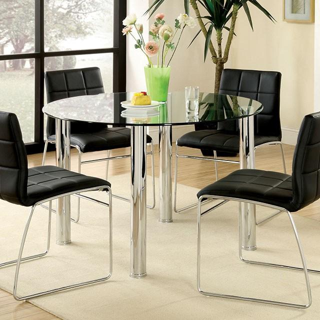 Kona I Chrome Round Dining Table - Furniture 4 Less Outlet (Salinas,CA)
