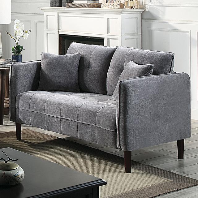 LYNDA Loveseat w/ Pillows, Dark Gray - Furniture 4 Less Outlet (Salinas,CA)