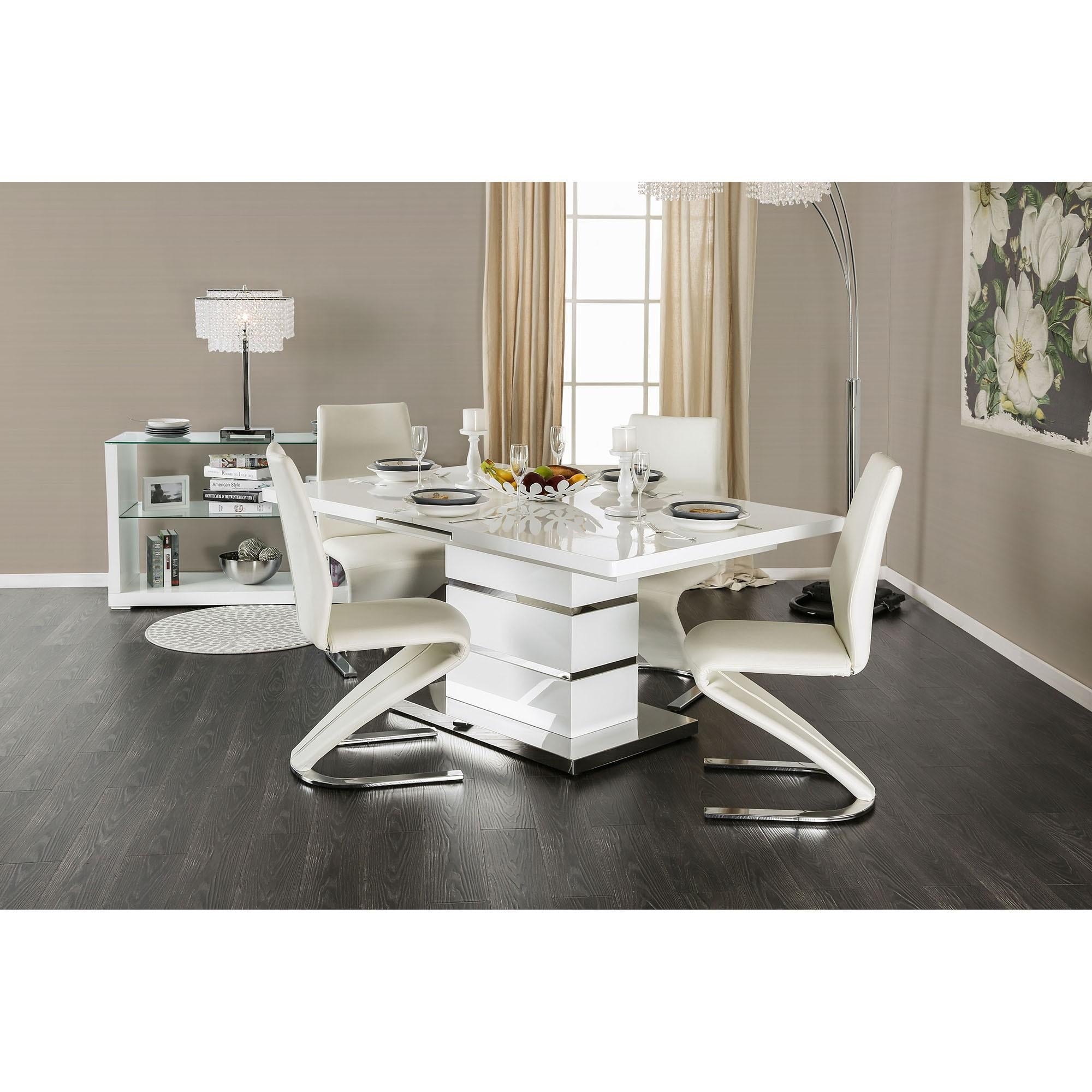 Midvale White/Chrome Dining Table - Furniture 4 Less Outlet (Salinas,CA)