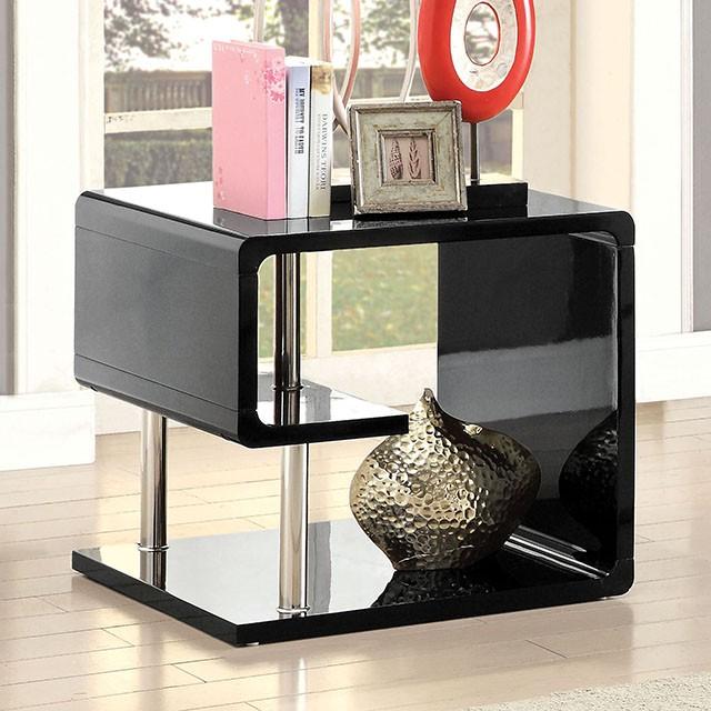 Ninove Black/Chrome End Table - Furniture 4 Less Outlet (Salinas,CA)