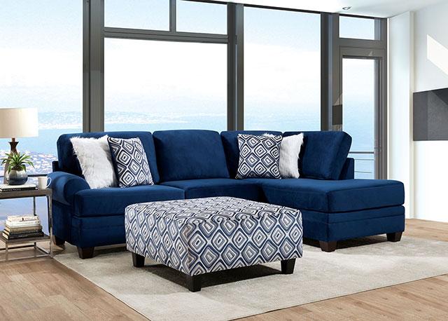 WALDPORT Ottoman, Navy/White - Furniture 4 Less Outlet (Salinas,CA)