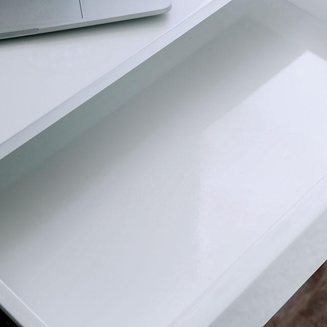 Loke White/Chrome Computer Desk - Furniture 4 Less Outlet (Salinas,CA)