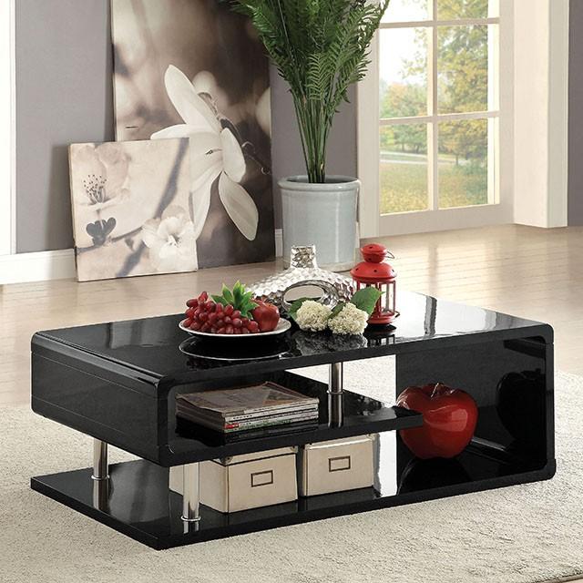 Ninove Black/Chrome Coffee Table - Furniture 4 Less Outlet (Salinas,CA)