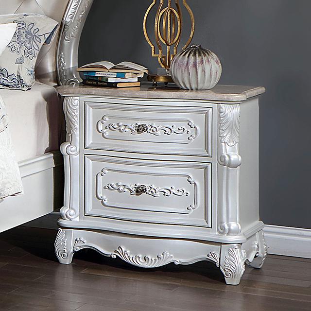 ROSALIND Night Stand, Pearl White - Furniture 4 Less Outlet (Salinas,CA)