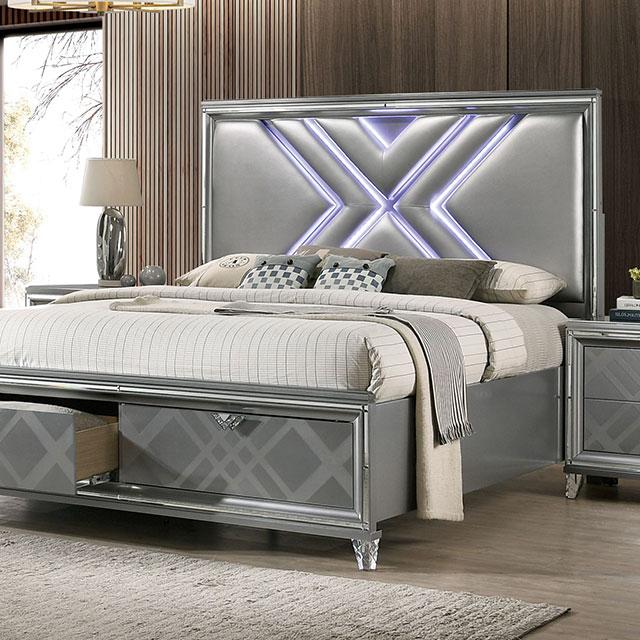 Emmeline 4 & 5 Piece Queen Bedroom Set Gray & White - Furniture 4 Less Outlet (Salinas,CA)