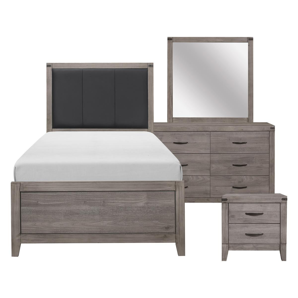 Woodrow Twin Bed Set with Black Wall Panel image
