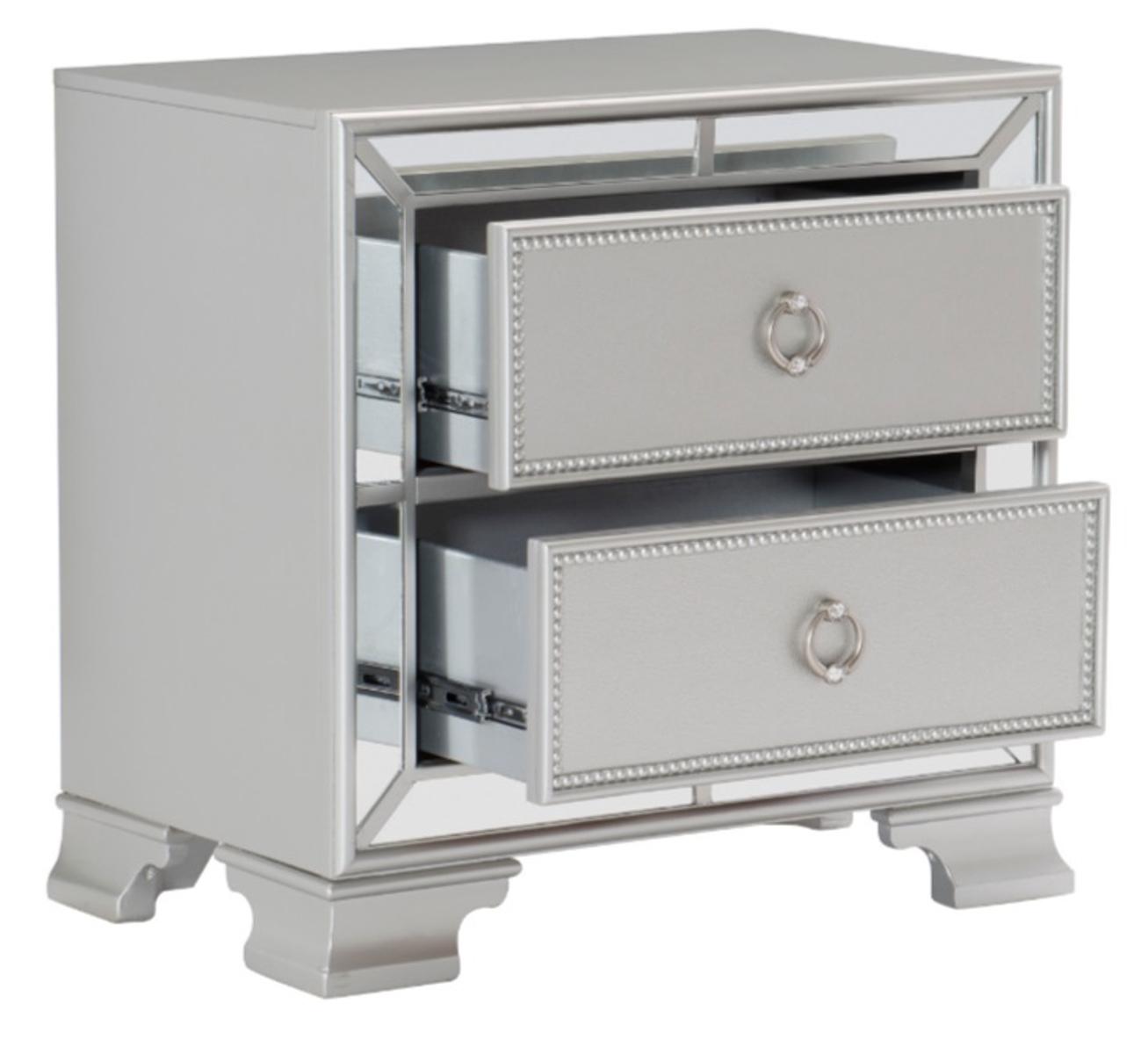 Avondale Nightstand in Silver 1646-4 - Furniture 4 Less Outlet (Salinas,CA)