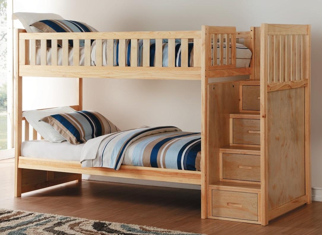 Bartly Bunk Bed w/ Reversible Storage in Natural B2043SB-1 - Furniture 4 Less Outlet (Salinas,CA)