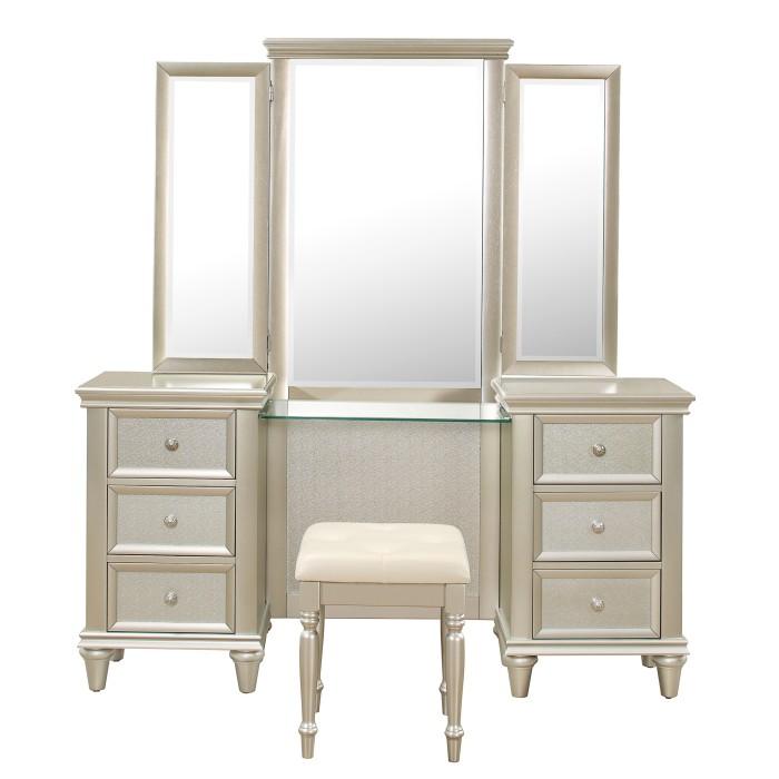 Celandine Vanity Dresser with Mirror in Silver 1928-15 - Furniture 4 Less Outlet (Salinas,CA)