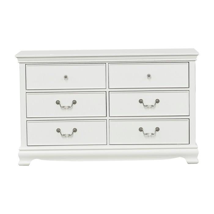 Lucida 6 Drawer Dresser in White 2039W-5 - Furniture 4 Less Outlet (Salinas,CA)