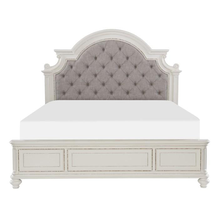 Baylesford Queen Upholstered Panel Bed in Antique White 1624W-1 - Furniture 4 Less Outlet (Salinas,CA)
