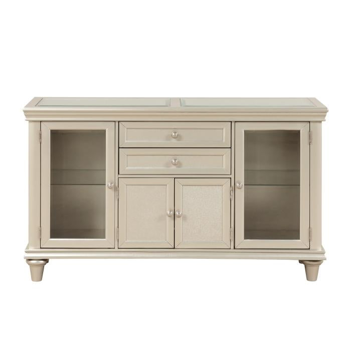 Celandine Server with Glass insert in Silver 1928-40NG - Furniture 4 Less Outlet (Salinas,CA)