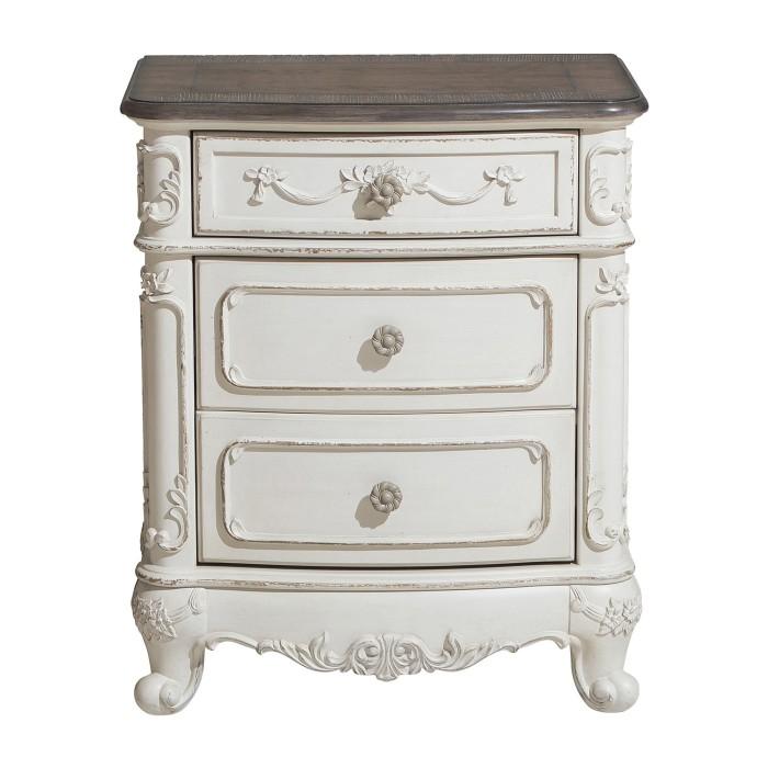 Cinderella Night Stand in Antique White with Grey Rub-Through 1386NW-4 - Furniture 4 Less Outlet (Salinas,CA)