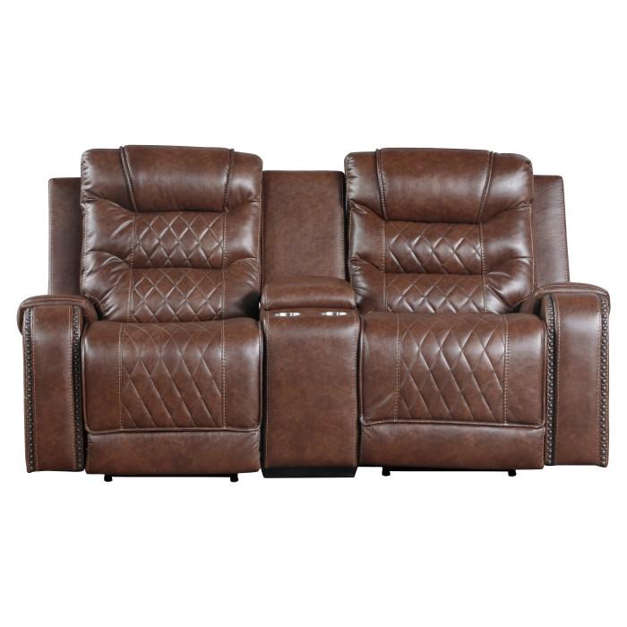 Putnam Power Double Reclining Loveseat in Brown 9405BR-2PW - Furniture 4 Less Outlet (Salinas,CA)