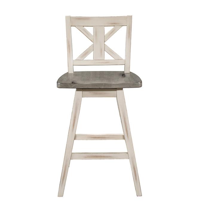 Amsonia Swivel Counter Height Chair in Gray and White (Set of 2) - Furniture 4 Less Outlet (Salinas,CA)