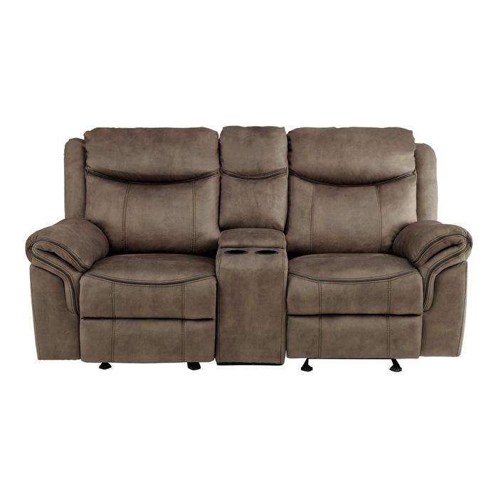 Aram Double Glider Reclining Loveseat in Dark Brown 8206NF-2 - Furniture 4 Less Outlet (Salinas,CA)
