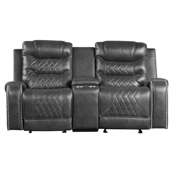 Putnam Double Glider Reclining Loveseat in Gray 9405GY-2 - Furniture 4 Less Outlet (Salinas,CA)