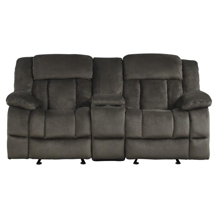 Laurelton Double Glider Reclining Loveseat w/ Center Console in Chocolate 9636-2 - Furniture 4 Less Outlet (Salinas,CA)