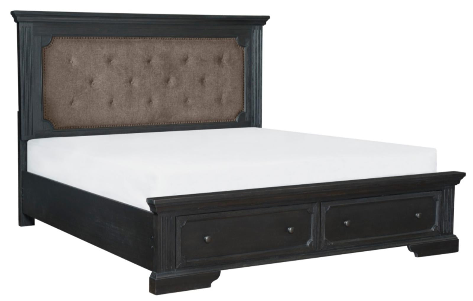 Bolingbrook Queen Upholstered Storage Platform Bed in Coffee 1647-1 - Furniture 4 Less Outlet (Salinas,CA)