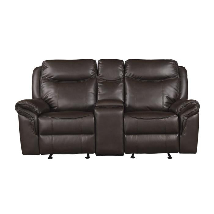 Aram Double Glider Reclining Loveseat in Brown 8206BRW-2 - Furniture 4 Less Outlet (Salinas,CA)