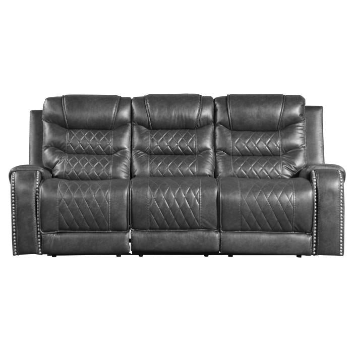 Putnam Power Double Reclining Sofa with Drop-Down in Gray 9405GY-3PW - Furniture 4 Less Outlet (Salinas,CA)