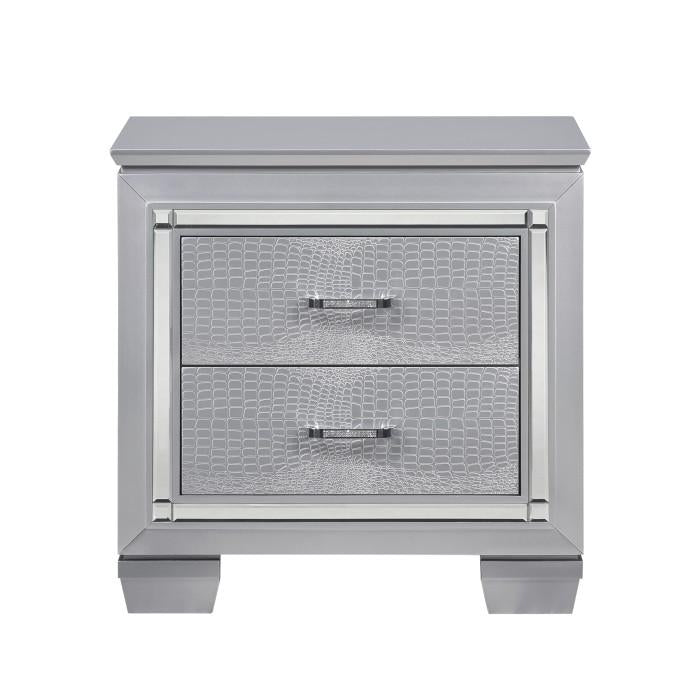 Allura Nightstand in Silver 1916-4 - Furniture 4 Less Outlet (Salinas,CA)