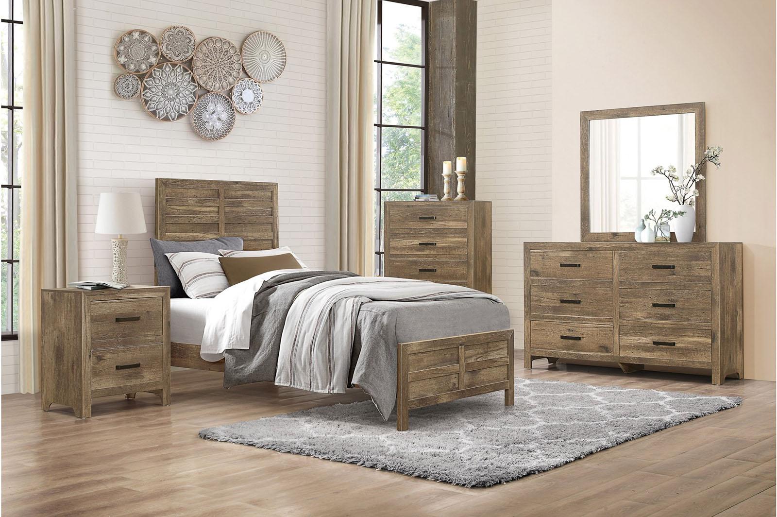 Mandan Twin Panel Bed in Weathered Pine 1910T-1 - Furniture 4 Less Outlet (Salinas,CA)