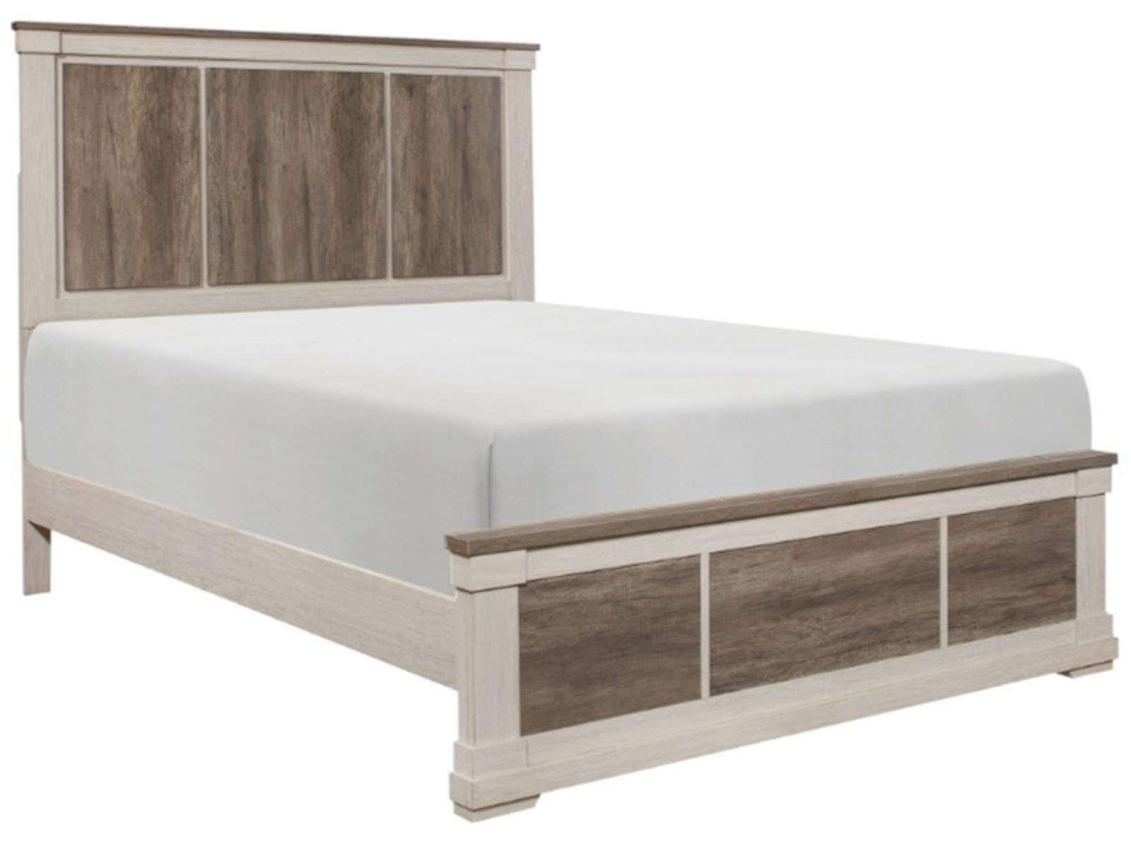 Arcadia Full Panel Bed in White & Weathered Gray 1677F-1 - Furniture 4 Less Outlet (Salinas,CA)