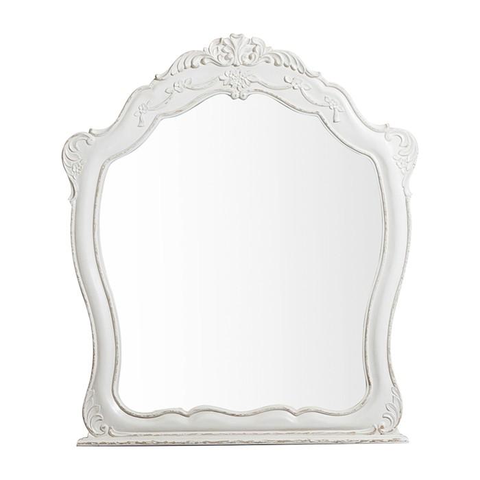 Cinderella Mirror in Antique White with Grey Rub-Through 1386NW-6 - Furniture 4 Less Outlet (Salinas,CA)
