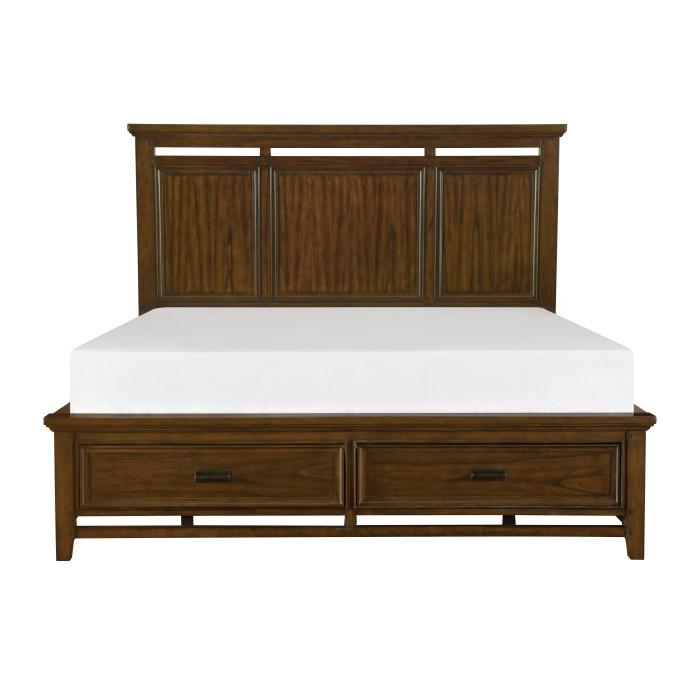Frazier Queen Upholstered Storage Platform Bed in Dark Cherry 1649-1 - Furniture 4 Less Outlet (Salinas,CA)