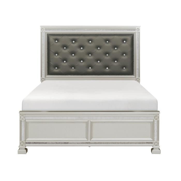 Bevelle Queen Upholstered Panel Bed in Silver 1958-1 - Furniture 4 Less Outlet (Salinas,CA)