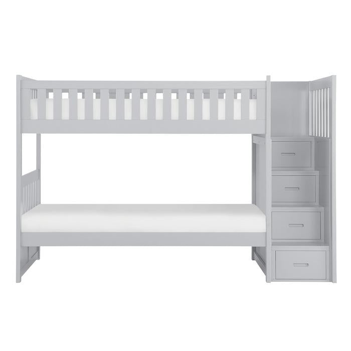 Orion Bunk Bed w/ Reversible Step Storage in Gray B2063SB-1 - Furniture 4 Less Outlet (Salinas,CA)