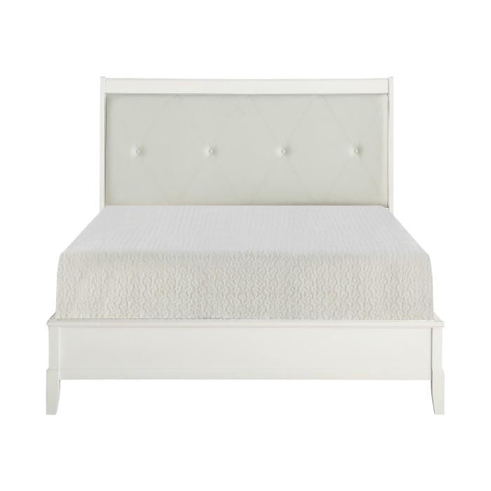 Cotterill Queen Upholstered Sleigh Bed in Antique White 1730WW-1 - Furniture 4 Less Outlet (Salinas,CA)