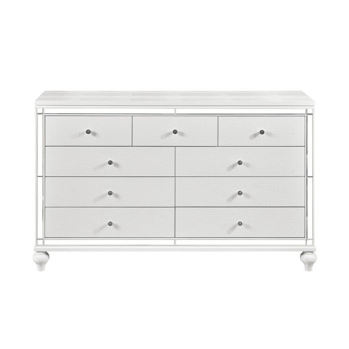 Alonza 9 Drawer Dresser in White 1845-5 - Furniture 4 Less Outlet (Salinas,CA)
