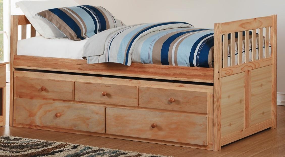 Bartly Twin/Twin Trundle Bed w/ 2 Storage Drawers in Natural B2043PR-1 - Furniture 4 Less Outlet (Salinas,CA)