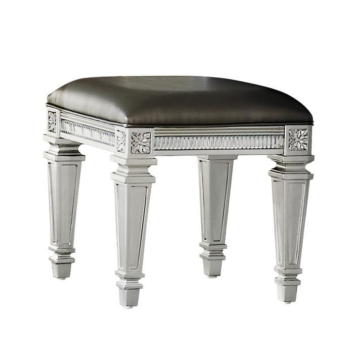 Bevelle Vanity Stool in Silver 1958-14 - Furniture 4 Less Outlet (Salinas,CA)