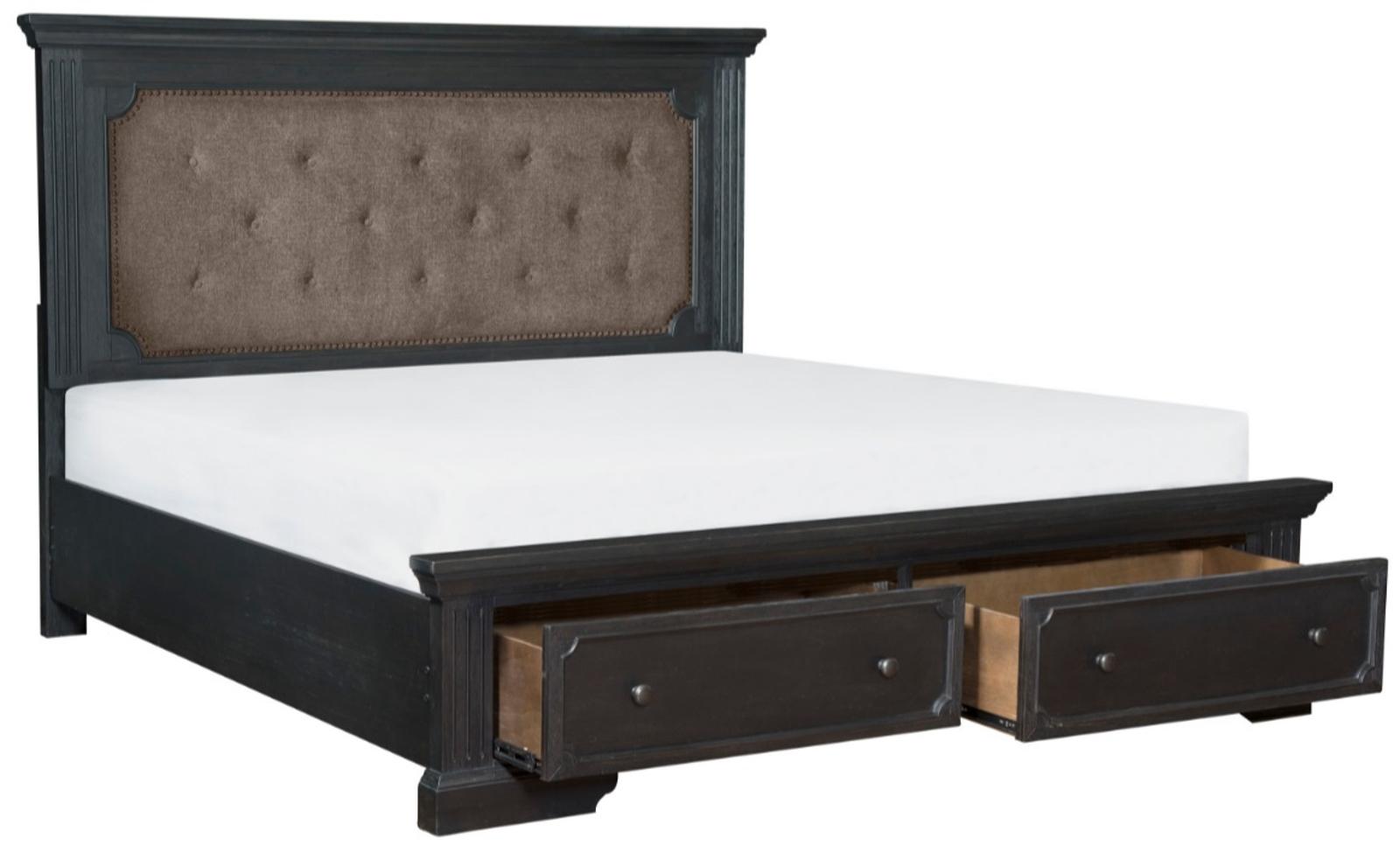 Bolingbrook Queen Upholstered Storage Platform Bed in Coffee 1647-1 - Furniture 4 Less Outlet (Salinas,CA)
