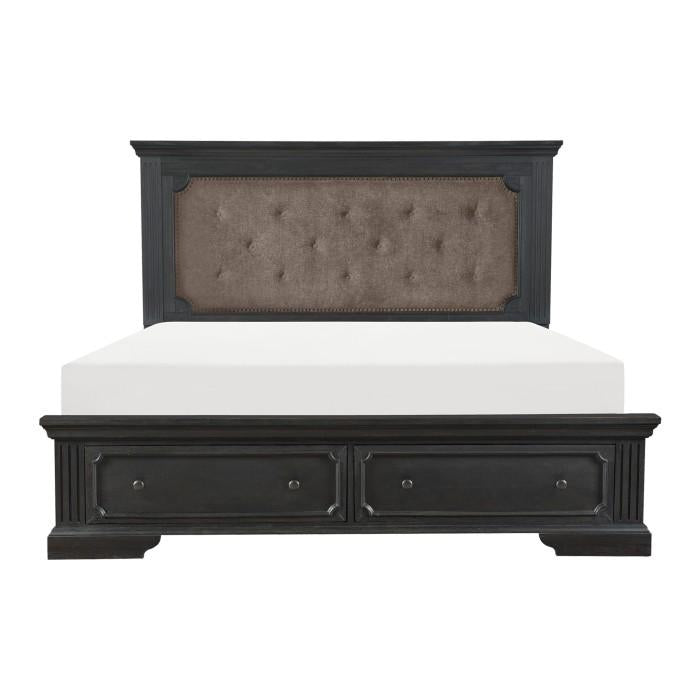 Bolingbrook Queen Upholstered Storage Platform Bed in Coffee 1647-1 - Furniture 4 Less Outlet (Salinas,CA)