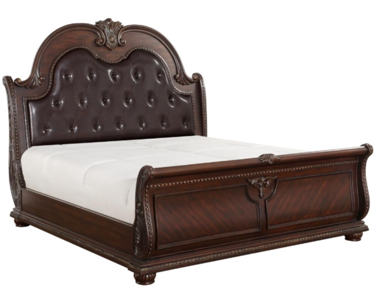 Cavalier Queen Sleigh Bed in Dark Cherry 1757-1 - Furniture 4 Less Outlet (Salinas,CA)