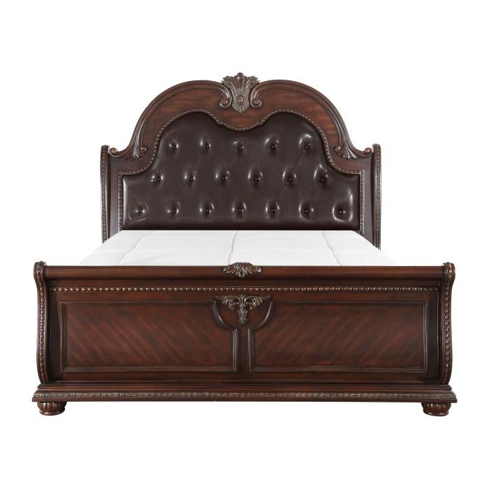 Cavalier Queen Sleigh Bed in Dark Cherry 1757-1 - Furniture 4 Less Outlet (Salinas,CA)