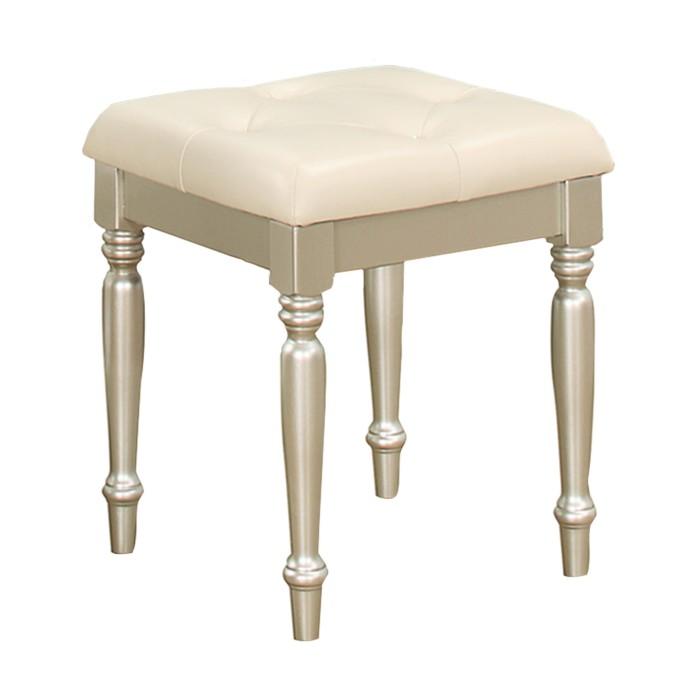 Celandine Vanity Stool in Pearl/Silver 1928-14 - Furniture 4 Less Outlet (Salinas,CA)